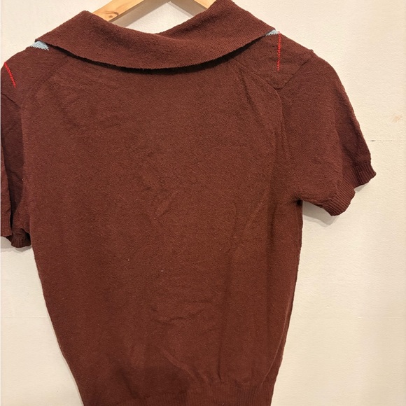 Zara Brown and Blue Argyle Women's Cardigan - Picture 3 of 4